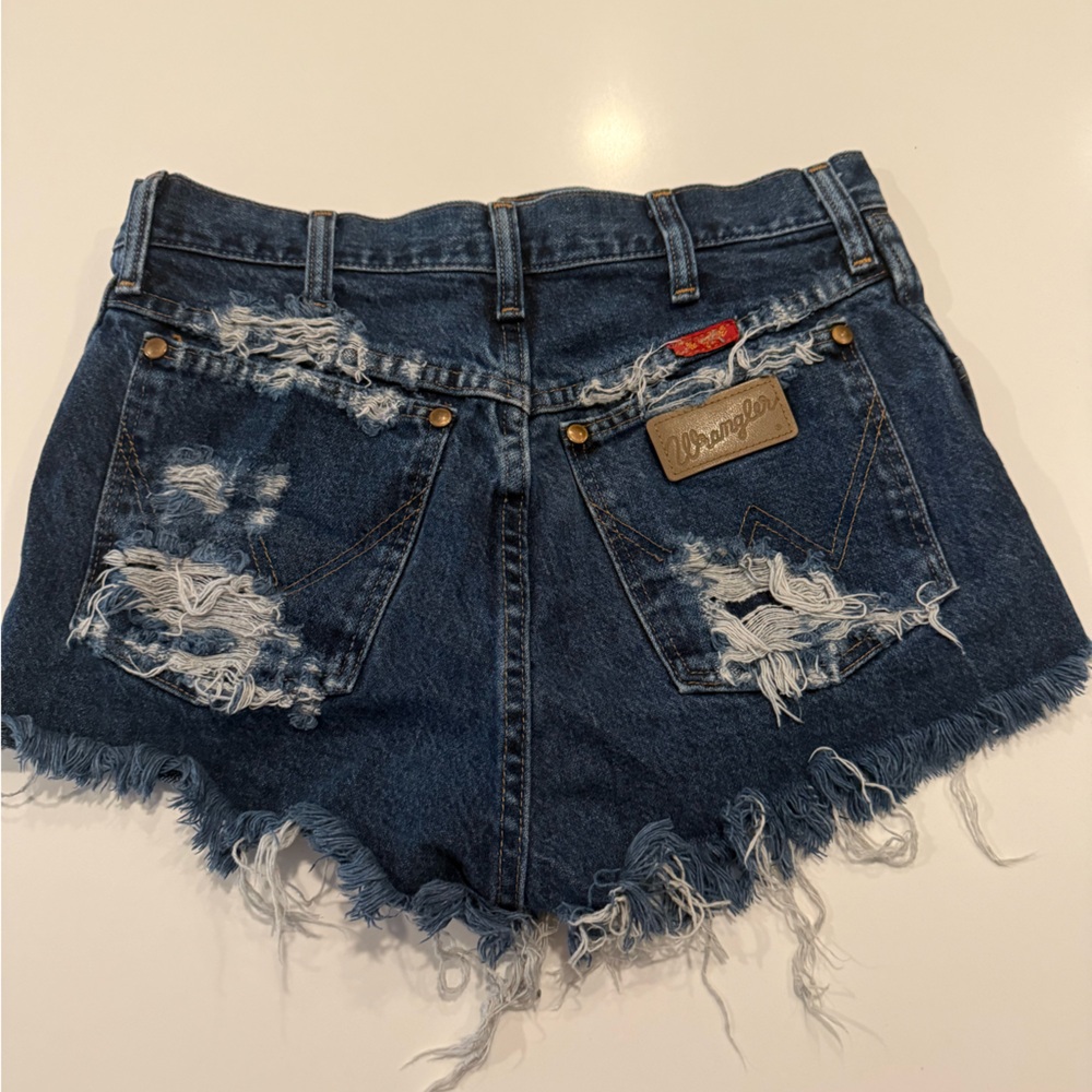 Wrangler Blue Distressed Jean Shorts Vintage Style